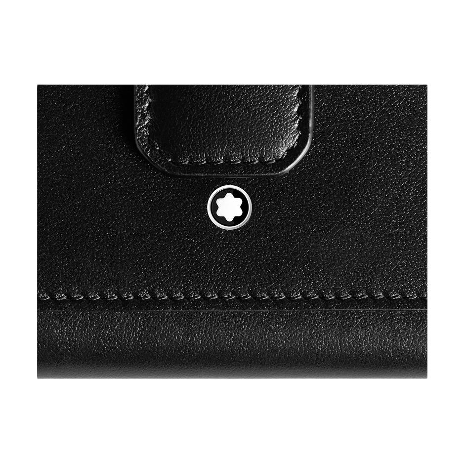 Montblanc Серия из мягкой кожи Шестиугольный белый логотип-звезда Застежка на кнопке Мини-кошелек Мужской кошелек Черный 198749