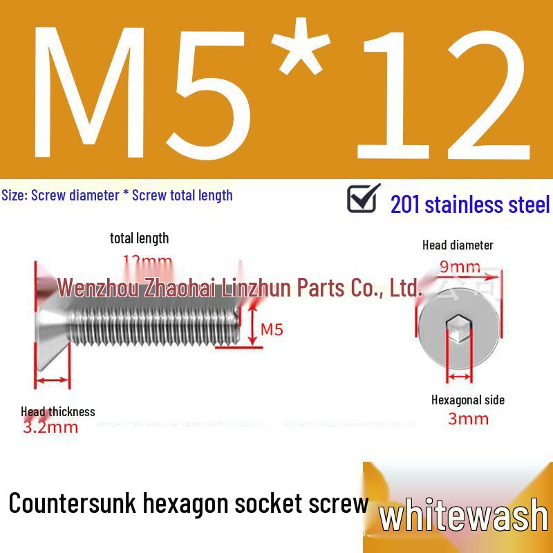 201 Stainless Steel Hex Socket Countersunk Flat Head Screws