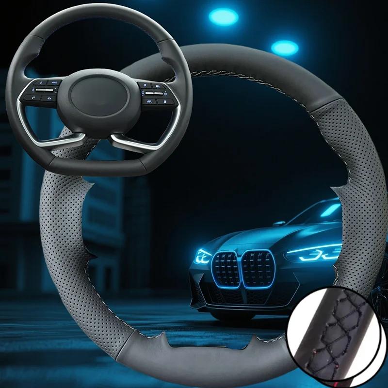 Customized Car Steering Wheel Braiding Cover For Hyundai Alcazar 2021 Creta Venue 2022 Car Accessories Hand-sewn Steering Wrap