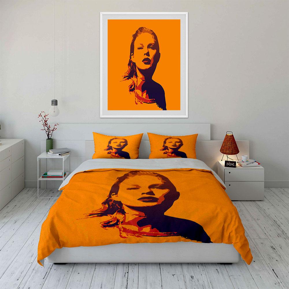 Pop Art Style Woman Portrait Bedding Duvet Cover Set Duvet Cover Pillowcases (1*Duvet Cover 2*Pillowcases, without duvet insert)