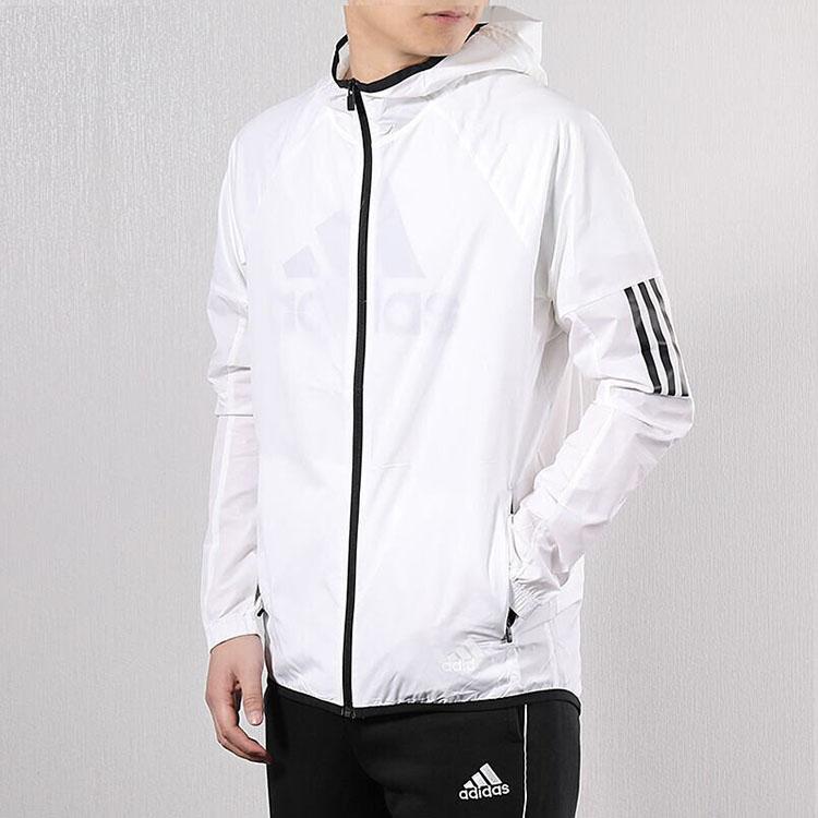 Adidas Three-Stripe Casual Sport Hooded Jacket Men Outerwear White DU1962