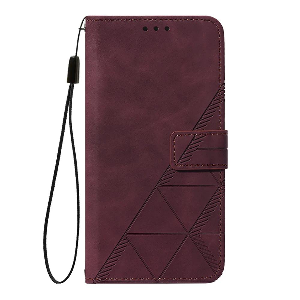 Geometric Leather Wallet Case For Moto Edge 50 Fusion 40 Neo G 5G Play G04 G04S G24 G34 G35 G45 G54 Power G55 G75 G84 G85 Cover