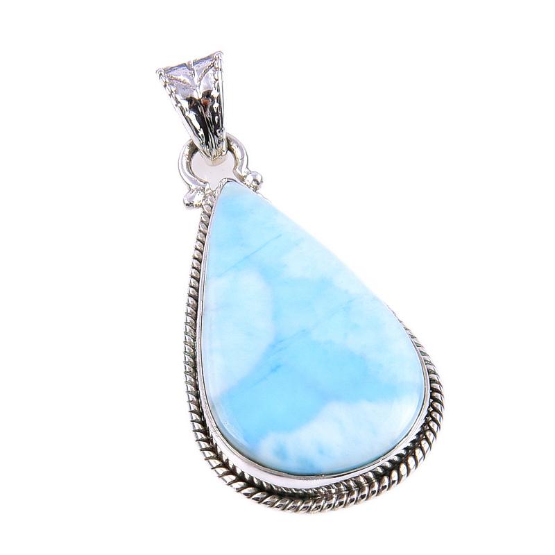 Natural Republic Larimar Gemstone 925 Solid Sterling Silver Pendant 1.50'' s9V69