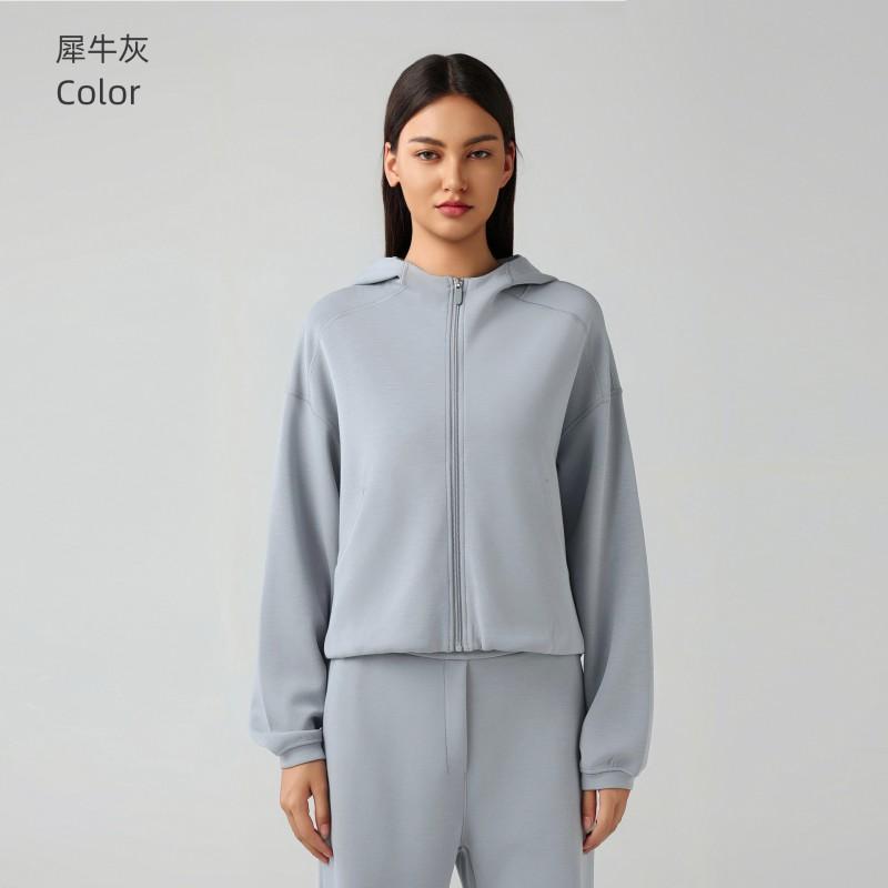 Womens Oversized Hooded Zip-Up Sweatshirt Winter Running Gym Fitness Casual Wear