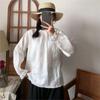 Johnature Повседневные женские блузки с отложным воротником, весна-лето, винтажные льняные свободные пуговицы, простые женские рубашки, топы