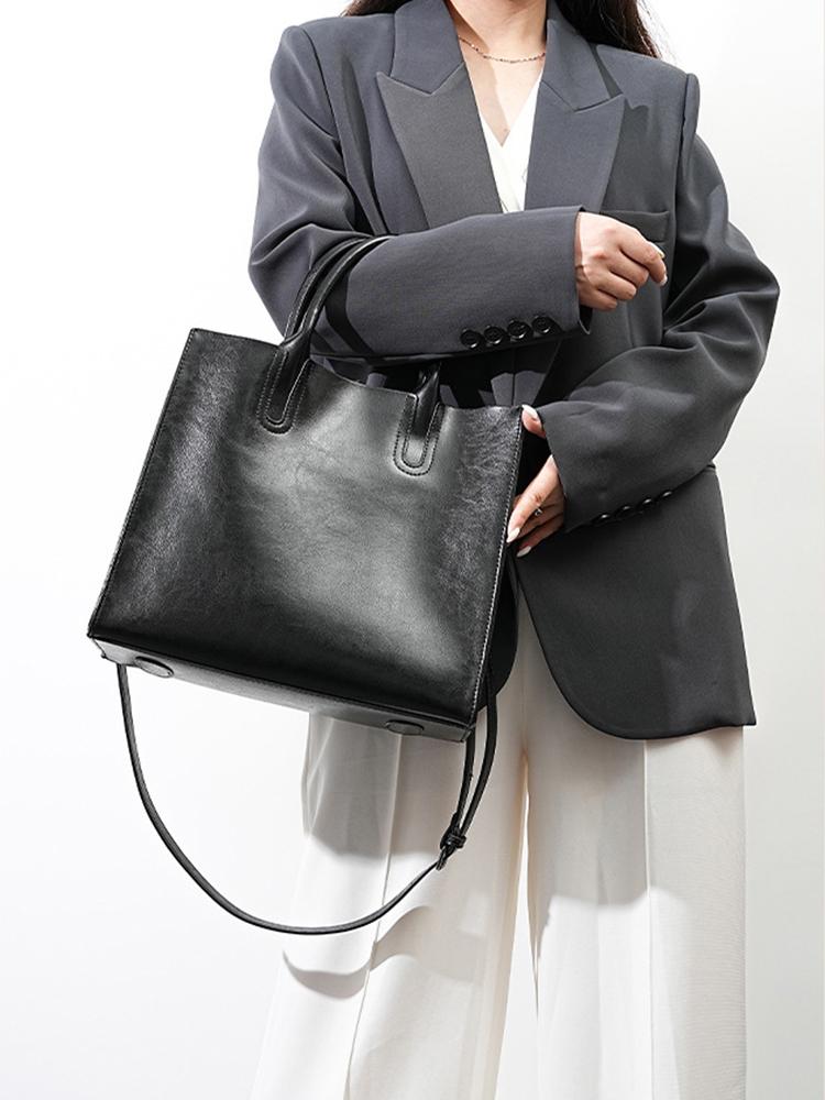 Женская наплечная сумка большой вместимости, кожаная сумка-шоппер