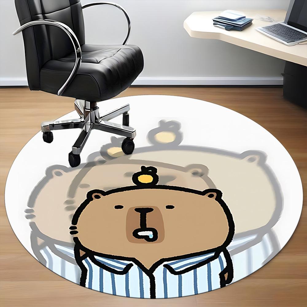 1pc Bear cartoon Chair Carpet for Office Non-Slip, Machine Washable Rug for Office, Room - Polyester, Machine Made yy251029200