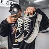Fashion 2025 Spring New Thick Soled Height Increasing Men's Canvas Casual Fashion Trend Flat Shoes Comfortable Non slip Lace-up Sneakers