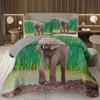 Elephant Bedspread Twin Queen King Size African Safari Animal Theme Quilt Set Jungle Wildlife Coverlet Set with 1/2 Pillowcase