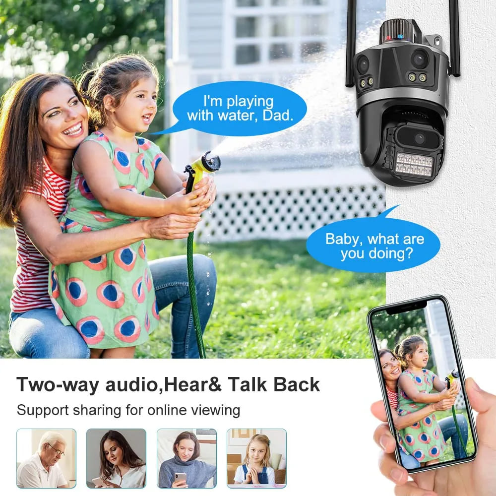 LS VISION ICsee Security PTZ Camera 6K 12MP HD Three Lens 8X Zoom Outdoor WiFi Wireless CCTV Video Surveillance Auto Tracking Home Protection