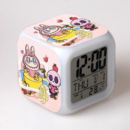 Factory price supply cartoon rabub colorful alarm clock surrounding labubu student small gifts
