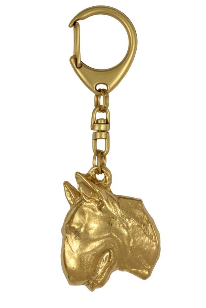 Bull Terrier, Bully II - Gilded Key Ring with Dog, Handbag Decoration, Luxury Accessory by Art-Dog Brand