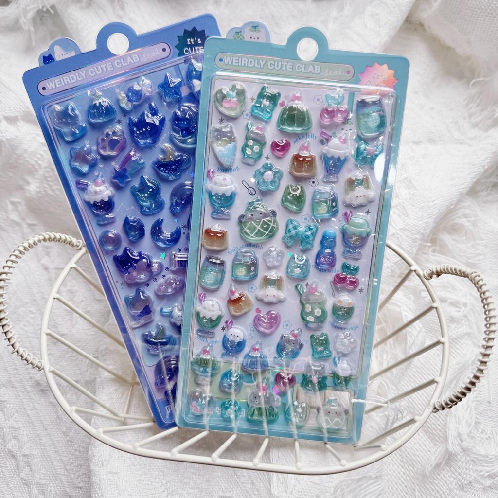 1 шт./4 шт. Мини-наклейки с 3D-рельефом в японском мультяшном стиле со сладкими животными для скрапбукинга, DIY-журнала, милые канцелярские наклейки для школы