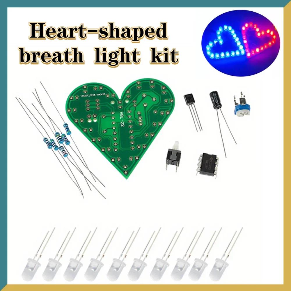 DIY Kit Heart Shape LED Breathing Light Electronic Kit DC 4V-6V White Red Blue Electronics Components Welding Practice Board