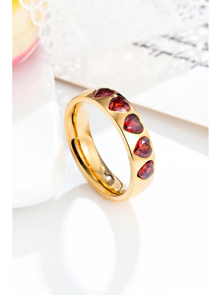 Женское кольцо-сердце с бриллиантами с покрытием из 18-каратного золота 2024 года - Ювелирные изделия из титановой стали класса люкс