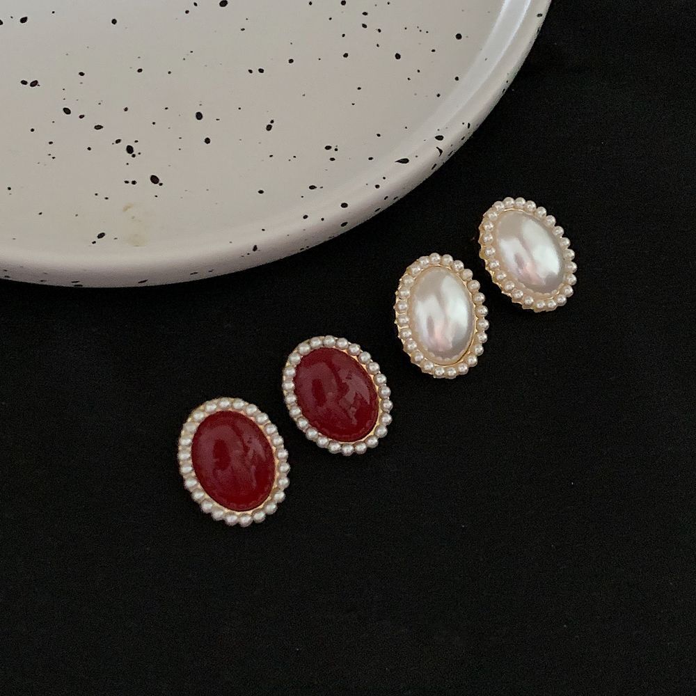 Ретро Темперамент Элегантный Корейский Стиль Серьги-гвоздики с жемчугом Женские Серьги Модные Украшения