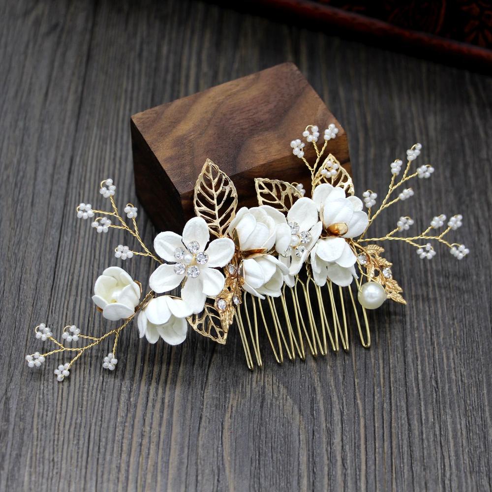 Bridesmaid Hair Jewelry Crystal Crown Flower Hair Pin Leaves Tiara Bridal Clips Hair Combs