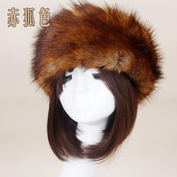 Autumn and winter imitation fur thickened hat, no empty top hat, warm hat ring, headgear, women's made fox fur brimless hat