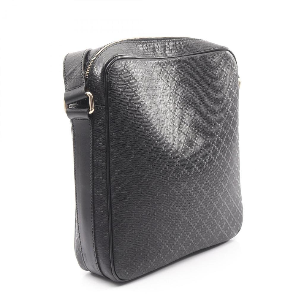 Used GUCCI Diamante Shoulder Bag 201448 PVC coated canvas leather Black Used Women