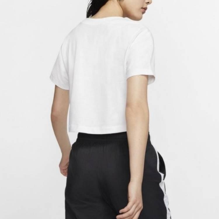Nike Sportswear Swoosh Logo Casual Crop Top Women Tops White CJ3765-100