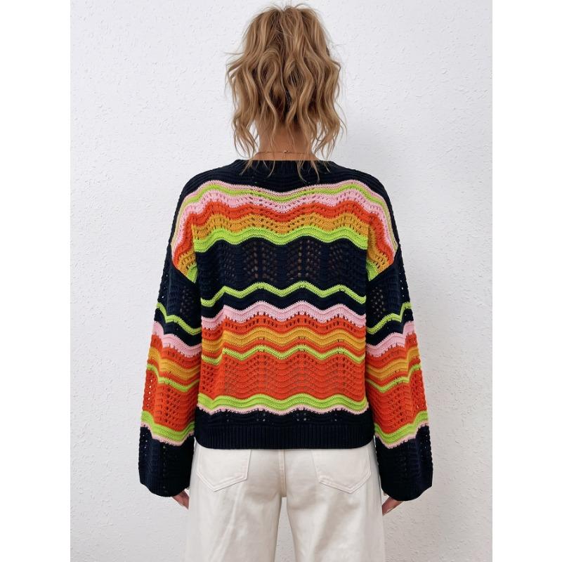 Women S European American Style Striped Knit Pullover Sweater