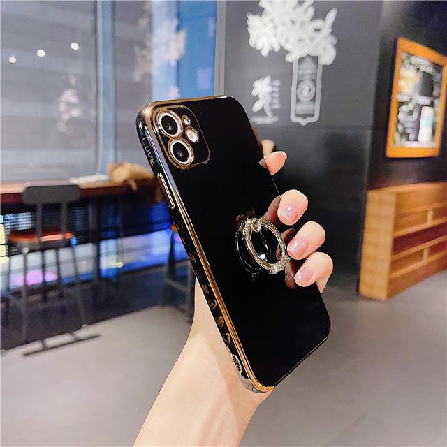 Противоударный чехол для телефона с силиконовым кольцом-подставкой для iPhone 14 13 12 11 Pro Max X XS XR Mini 7 8 Plus, чехол-бампер с милым сердечком