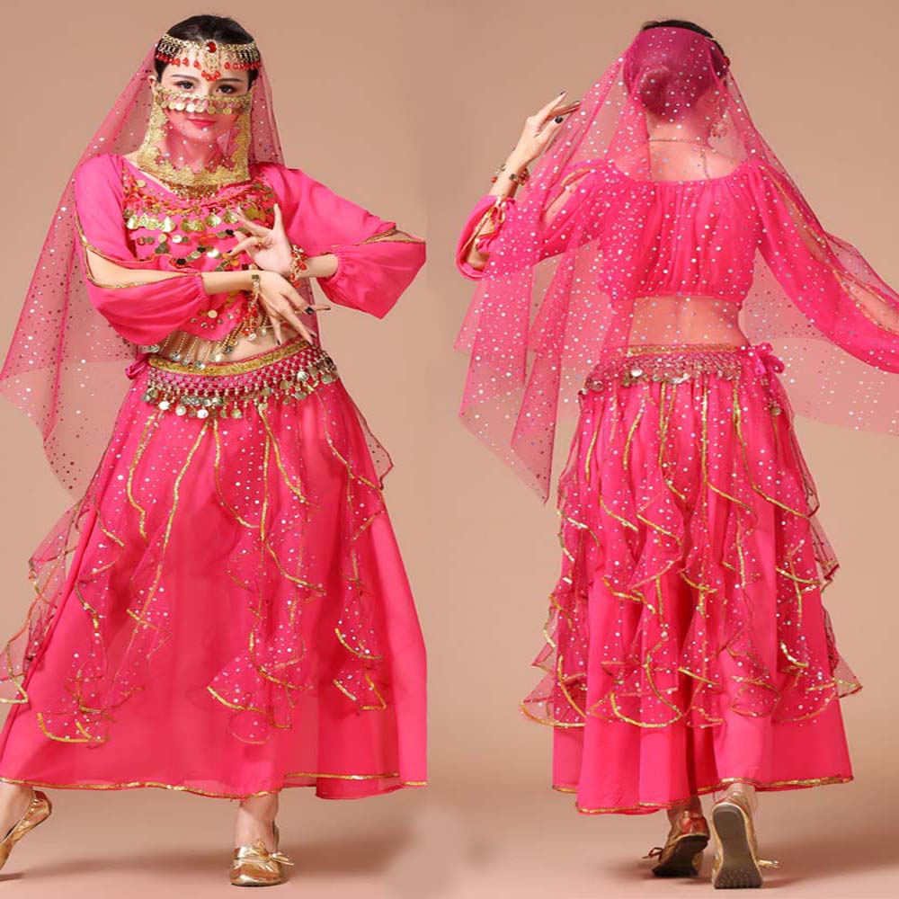 Sequins Women Indian Dance Rhinestone Face Veils Mesh Performance Accessories Belly Dance Costumes