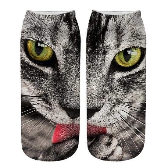 Yousheng Realistic Cat Face Socks 3D Cat Print Socks Breathable Cute Kitten Socks Funny Xmas Birthday Gifts for Women Men Cat Lovers