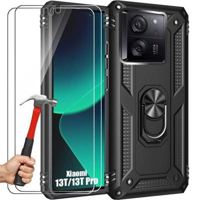 Защитный чехол - E.F.CONNECTION - для Xiaomi 13T/13T Pro - Жесткий - Подставка 360° - 2 Закаленных стекла