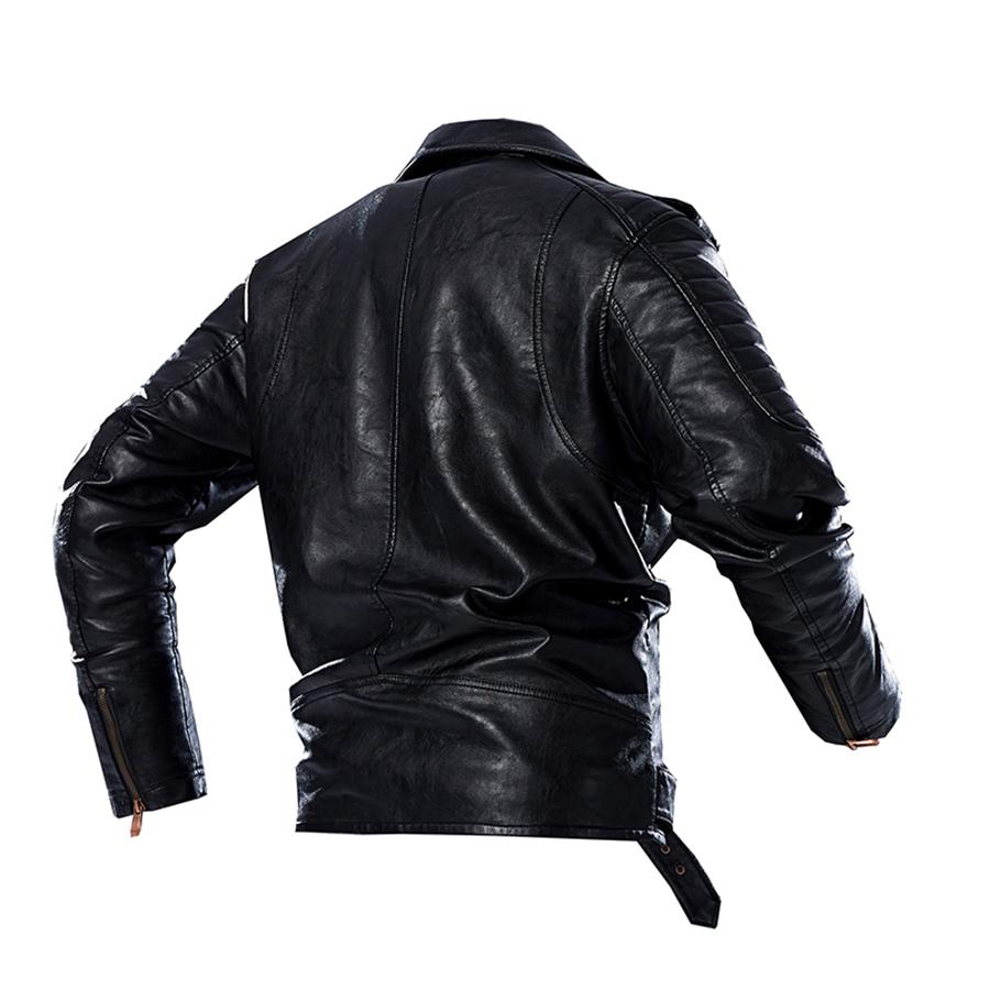 Мужские куртки Классическая байкерская кожаная куртка из искусственной кожи
