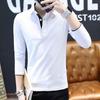 Весна Осень Мужская Рубашка Длинные Рукава Половина Молнии Slim Fit Стоячий Воротник Однотонный Пуловер Средней Длины Повседневная Одежда Деловой Офис Топ