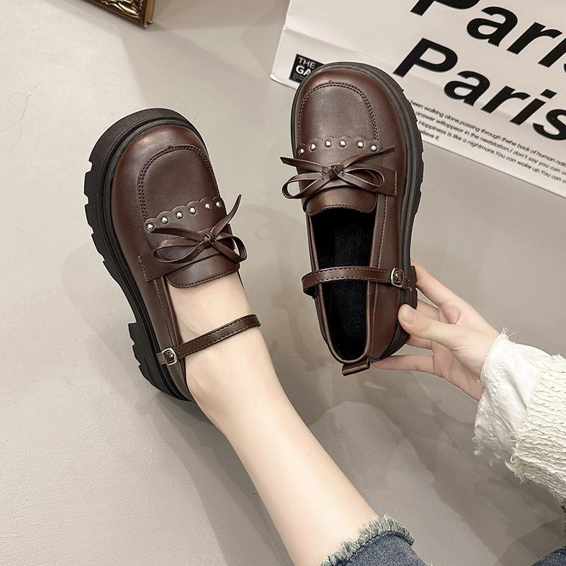 Retro British Platform Small Leather Shoes Women's 2025 Autumn New College Style Japanese Jk with Skirt Mary Jane Single Shoes