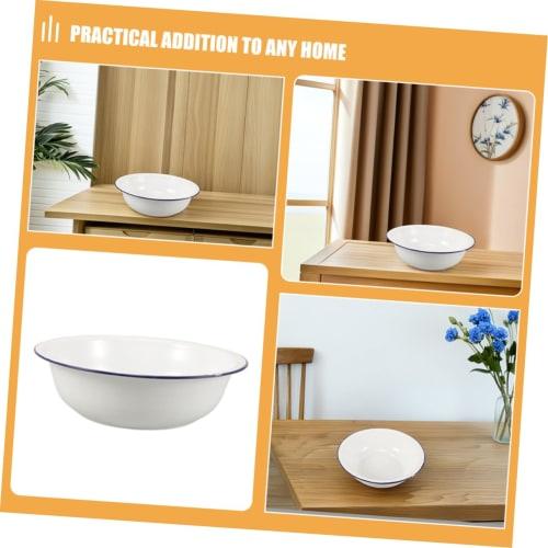 MUSISALY Enamel Footbath, Enamel Wash Basin, Vintage Enamel Basin, Enamel Washstand, Enamel Bowl, Enamel Washbasin, White