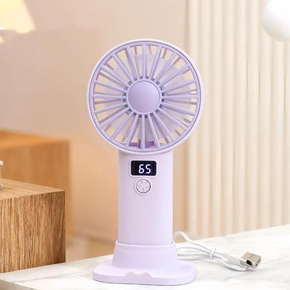 Stable Base Handheld Mini Fan Mini Size USB Rechargeable Fan Portable Desktop Fan Daily Use