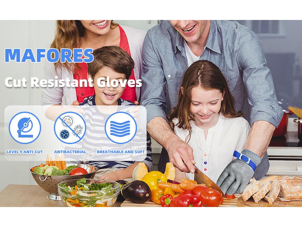 Кухонные перчатки 5 уровня защиты от порезов с металлической пряжкой и защитой из стальной проволоки