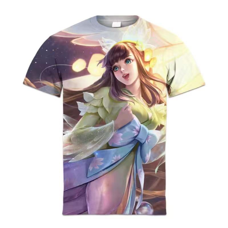 Летняя мужская футболка с коротким рукавом King of Glory Game Clothes для учеников средней школы с 3D-цифровой печатью, футболки, верх
