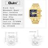 Oulm Gold Dial Men's Watch Steel Band Calendar Square Quartz Men's Watch Casual Style