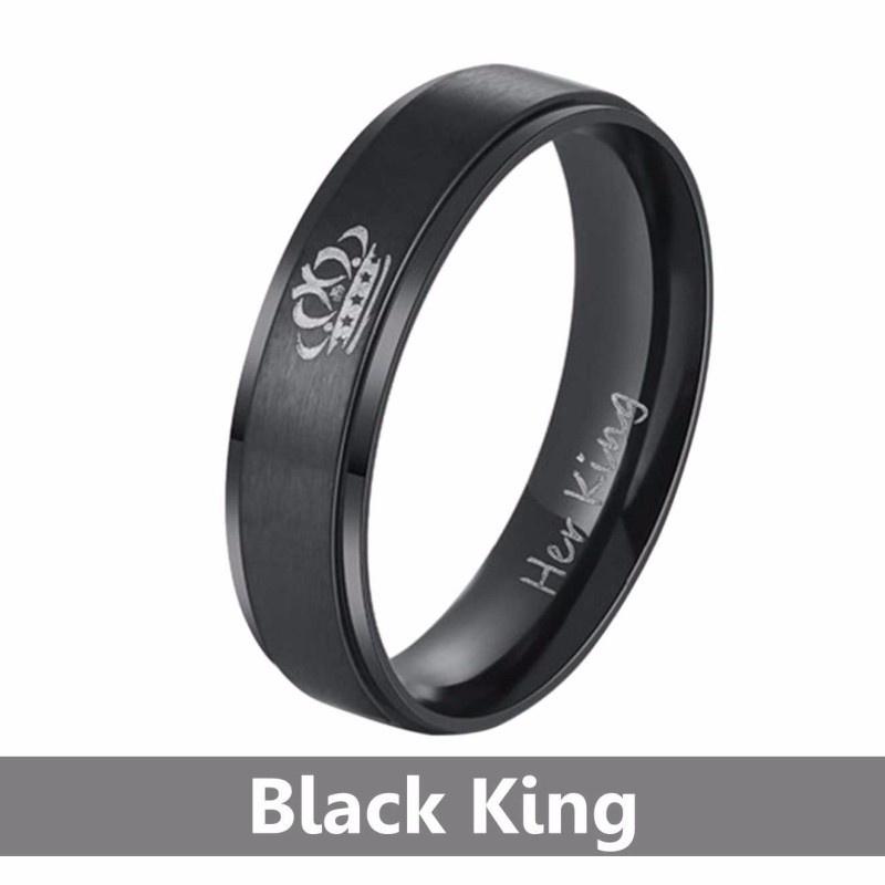 Романтические Рождественские Ювелирные Изделия Из Титановой Стали Королева Корона Корона Пара Кольцо Обручальные Юбилейные Кольца