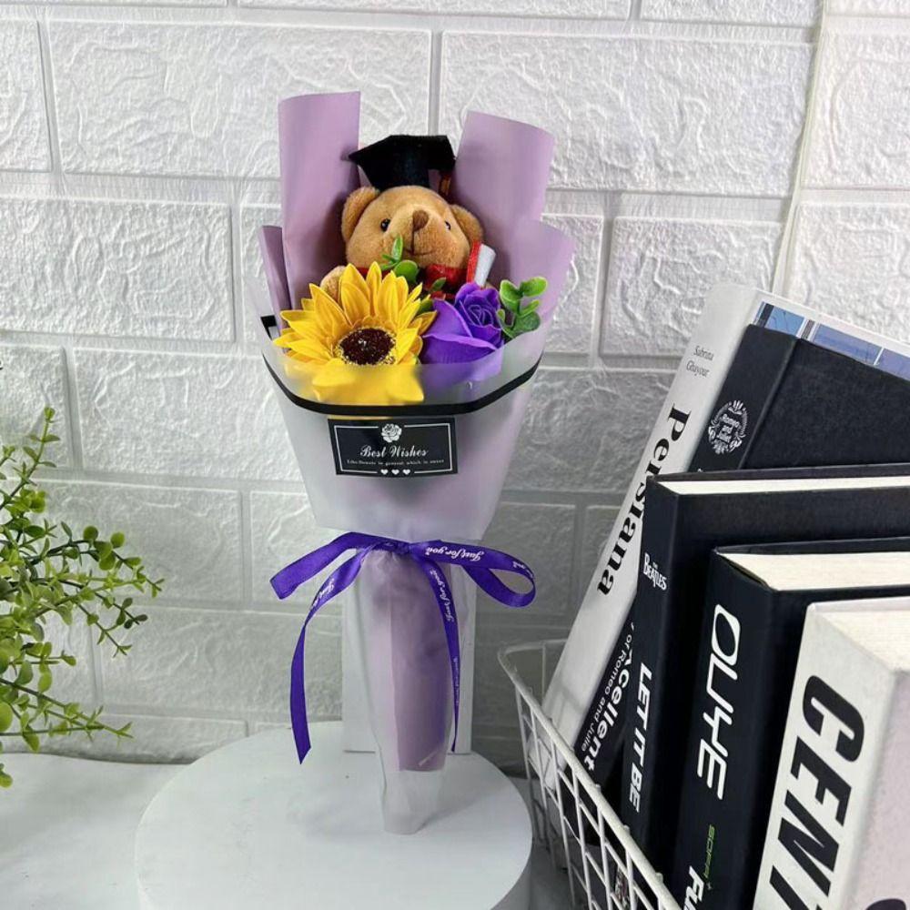 Multicolor Graduation Bear Bouquet Cute Plush Toy Bear Chic Cartoon Lovely Bear Birthday Party