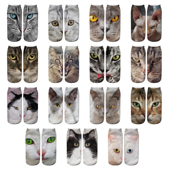 Yousheng Realistic Cat Face Socks 3D Cat Print Socks Breathable Cute Kitten Socks Funny Xmas Birthday Gifts for Women Men Cat Lovers