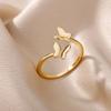 Butterfly Opening Rings For Women Stainless Steel Insect Butterfly Adjustable Finger Ring Engagement Wedding Jewelry Gift