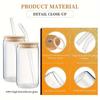 4 Pieces Drinking Glasses with Bamboo Lid and Glass Straw,500ml Canister Glasses for Beer,Iced Coffee,Soda Boba Tea Cocktails Cute Non-Tipping Glasses