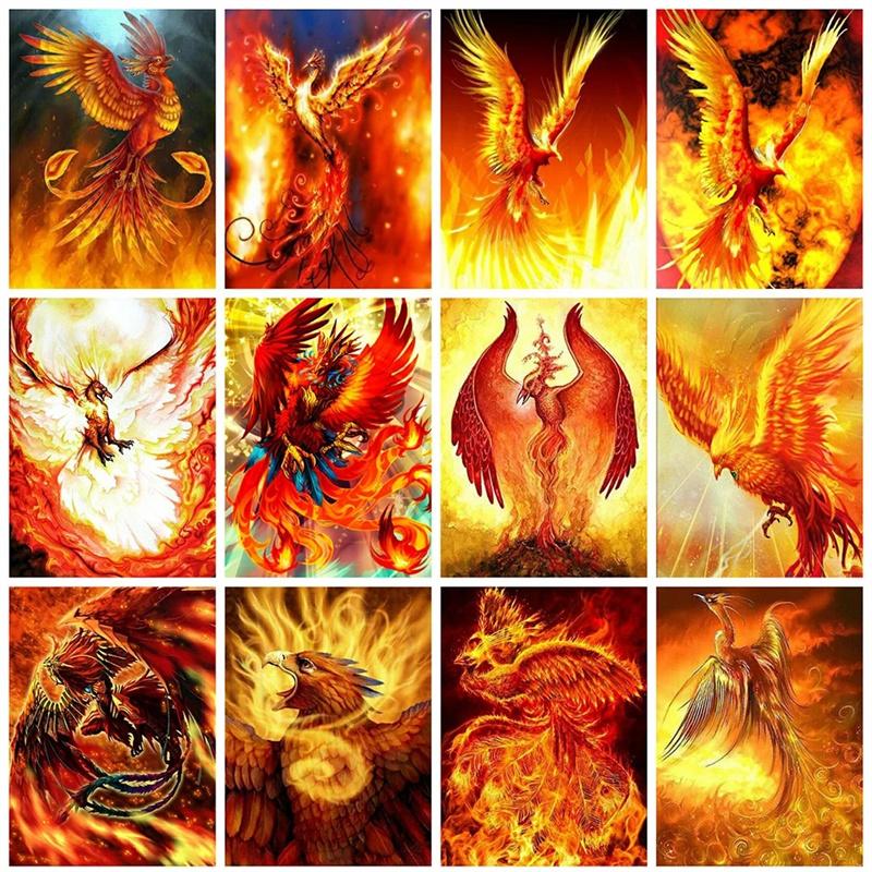 5D DIY Алмазная картина Пламя Феникс Алмазная вышивка Набор для вышивки крестом Полный горный хрусталь Мозаика Домашний декор