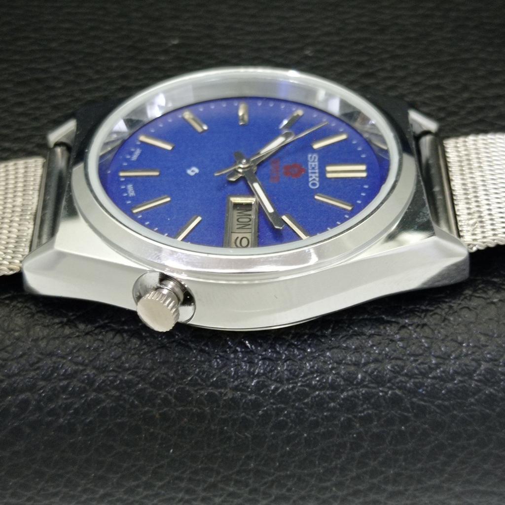 REFURBISHED VINTAGE SEIKO EXPO 70 AUTOMATIC JAPAN MENS BLUE DIAL WATCH A433582-2 R117-a433582