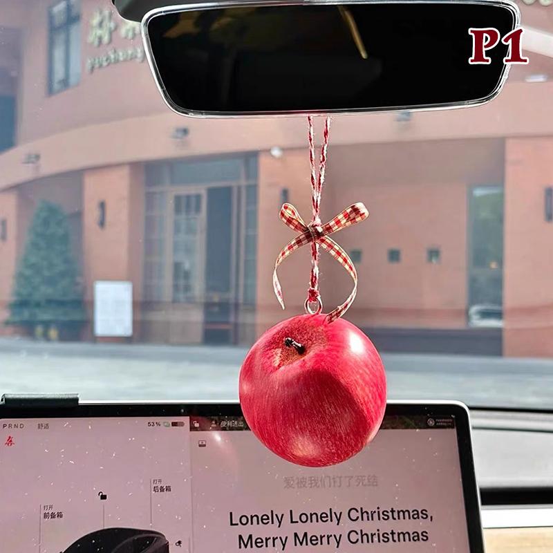 Simulated Fruit Car Ornament Cute Foam Fruit Decoration Persimmon, Orange, Peach Shapes Auto Interior Decor Accessories