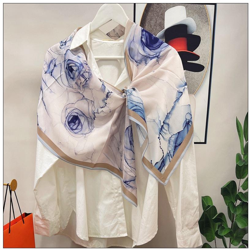 Silk Mulberry Silk Scarf, Plain and Elegant Water Ink Bamboo Silk, Scarf, Women's Crepe Scarf, Shawl