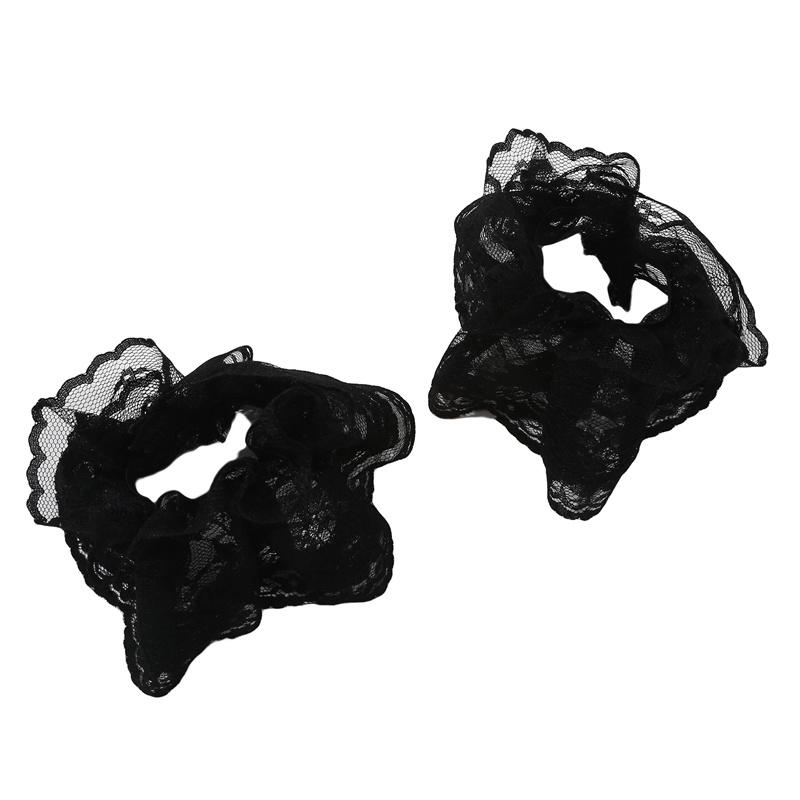 1 Pair Detachable Wrist Cuffs Sweet Floral Ruffled Elastic Hand Sleeve Black White Fake Cuffs Wristband Accessories