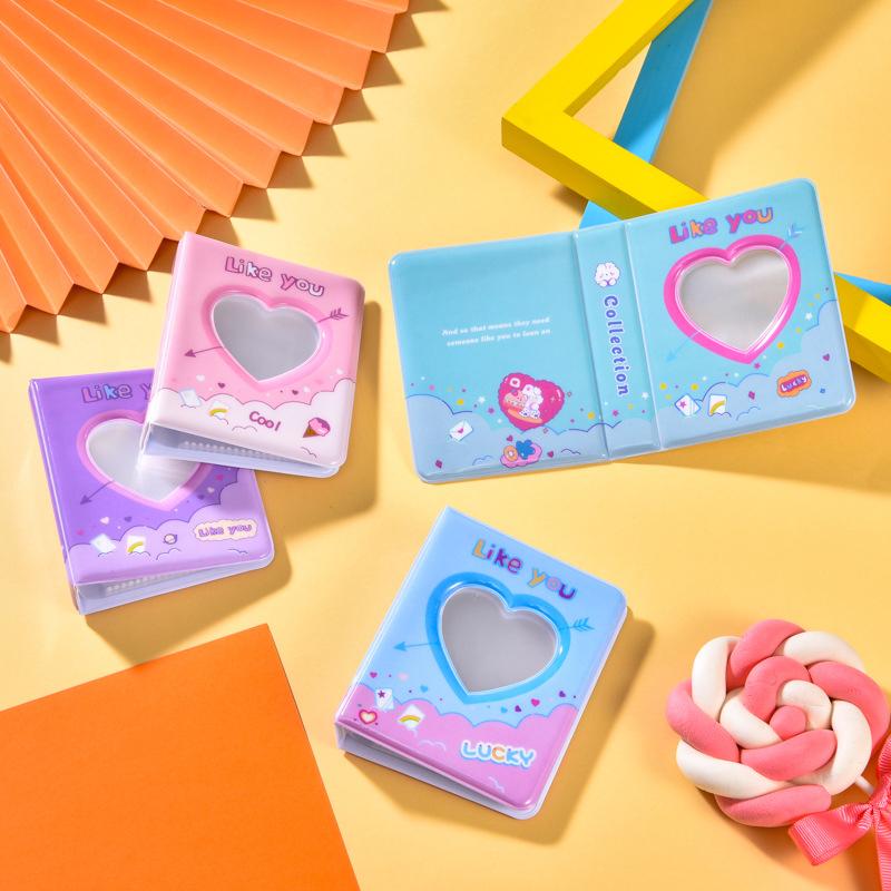 Cute Photo Album 3 Inch Love Heart Hollow Picture Storage Case Kpop Card Binder Name Card Book Photocard Holder 36 Pockets