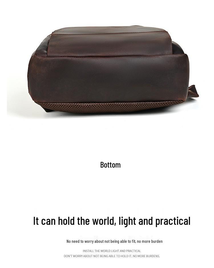 Men's Large Capacity Retro Crazy Horse Leather Backpack for Casual Travel