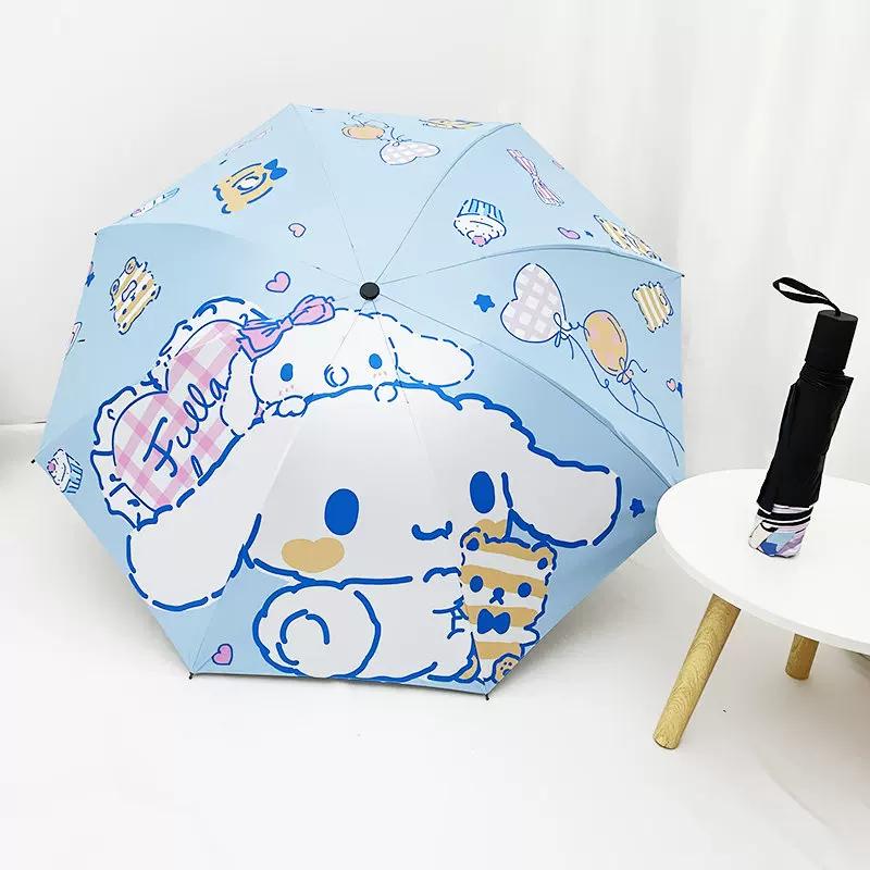 Ten-Rib Large Double Umbrella for Students, Cartoon Sun Umbrella with Black Coating for Sun Protection, Dual-Use for Sun and Rain, Manual Folding